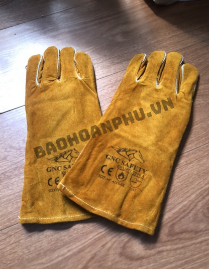 Găng Tay Hàn Da Bò GNC Safety Màu Vàng 14 -16 Inch